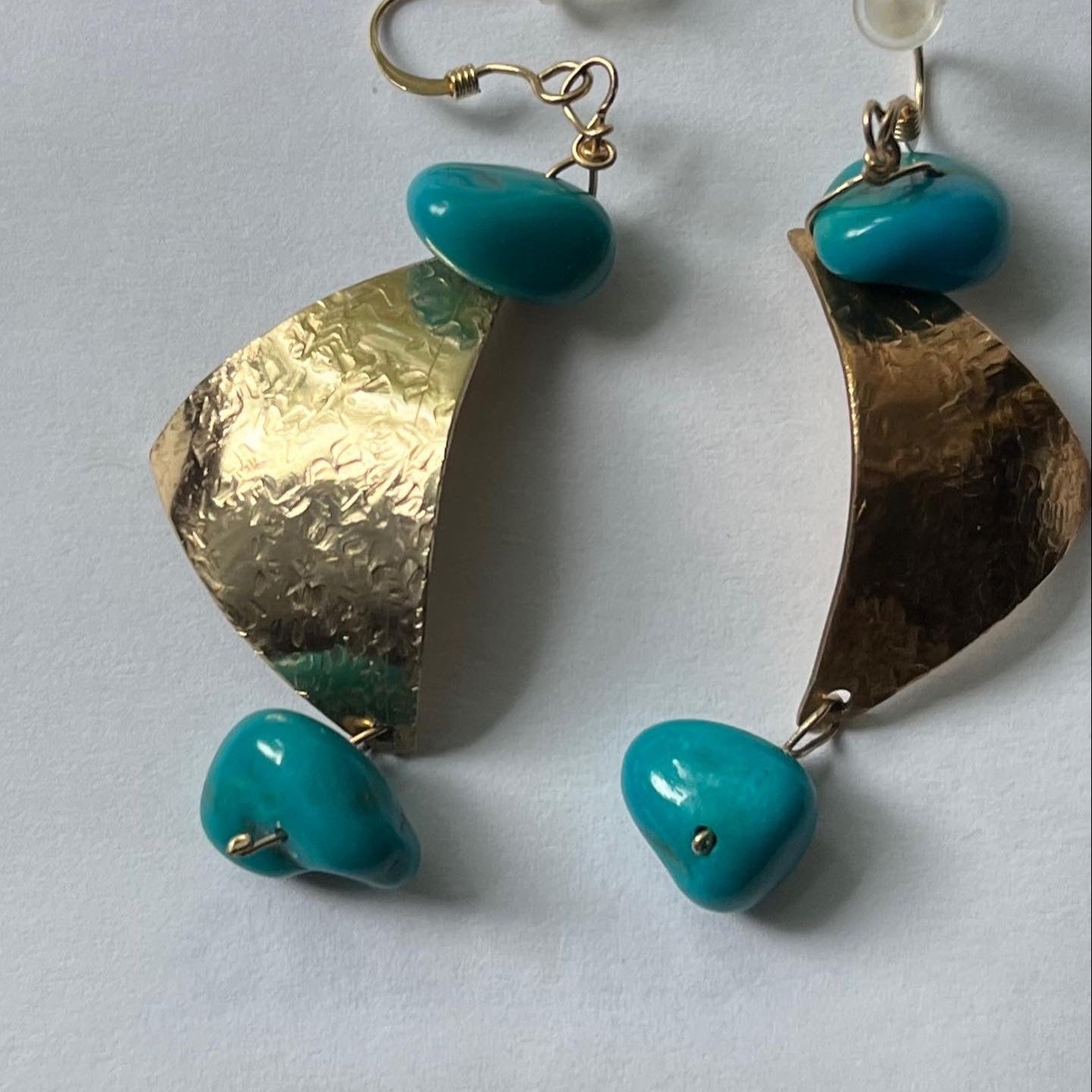 Turquoise and gold earrings image 0