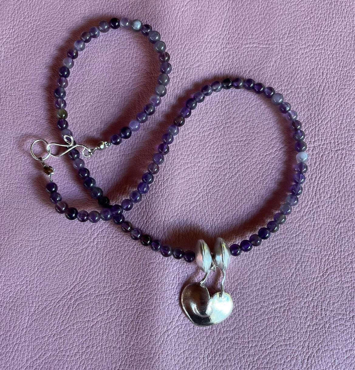 Amethyst and heart necklace