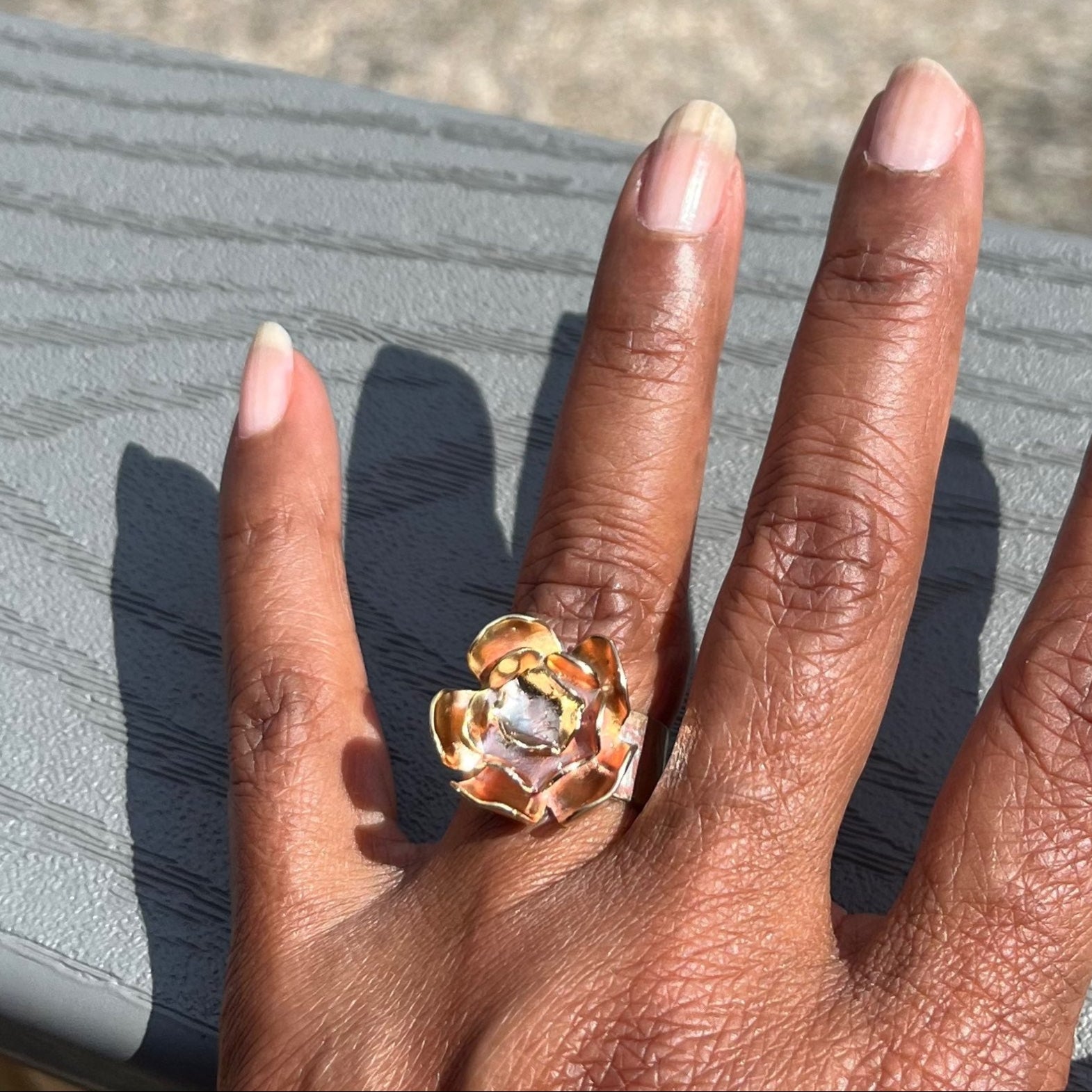Brass flower ring image 1