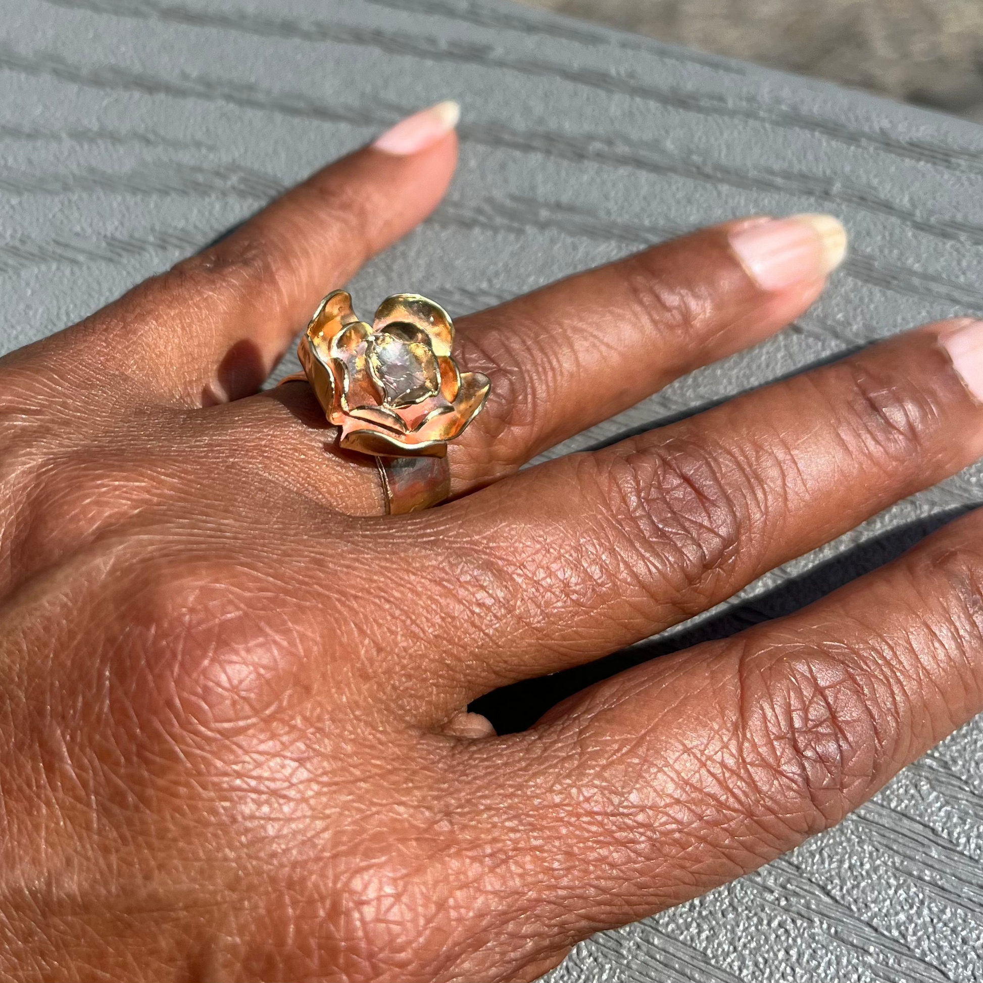 Brass flower ring image 2