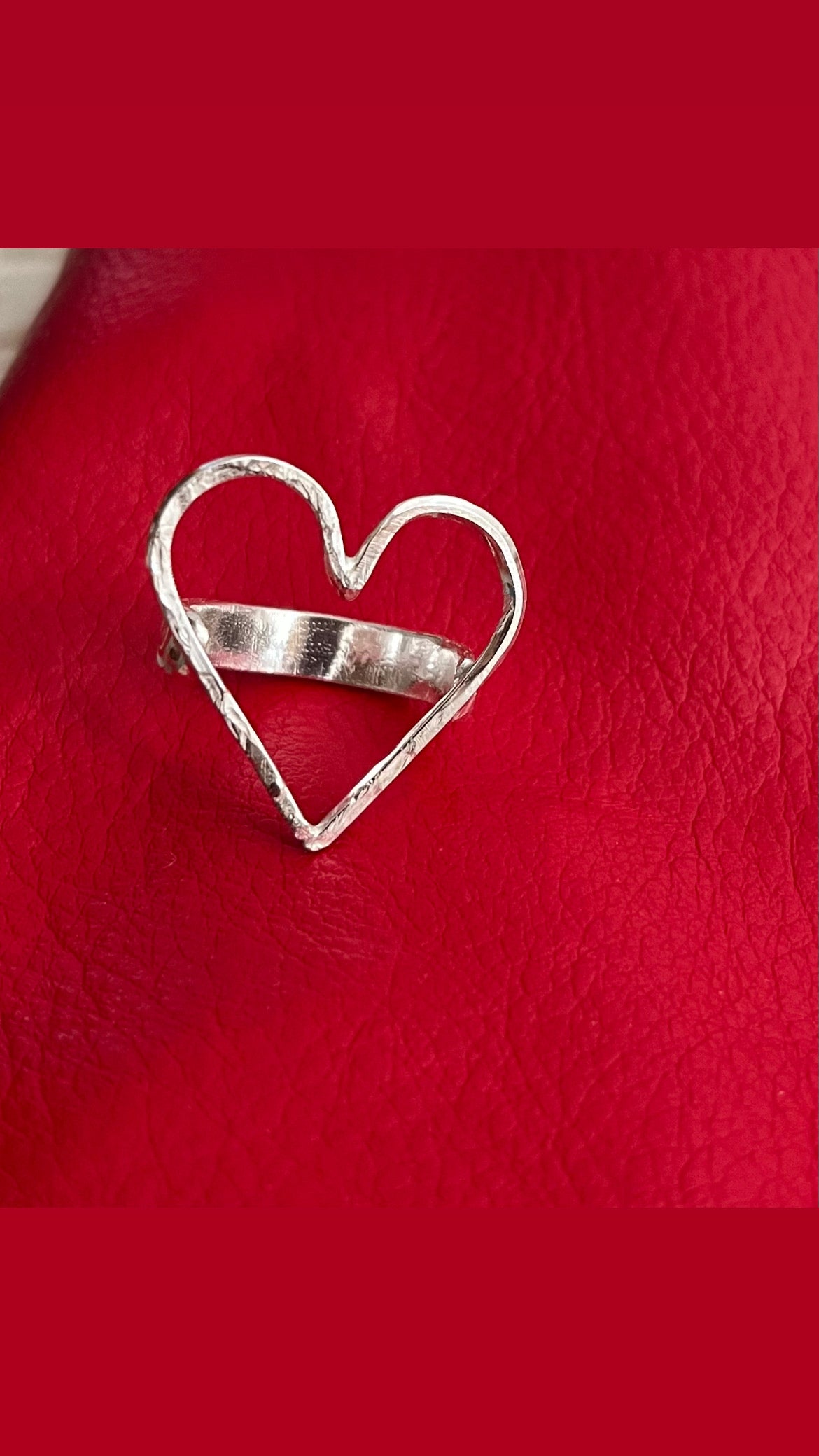 Open heart sterling ring