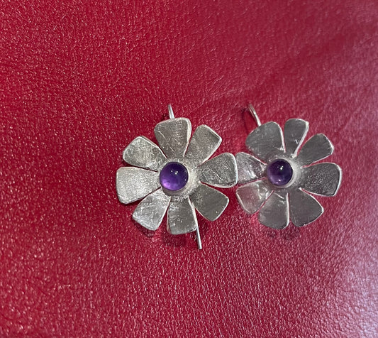 Flower Amethyst silver earrings