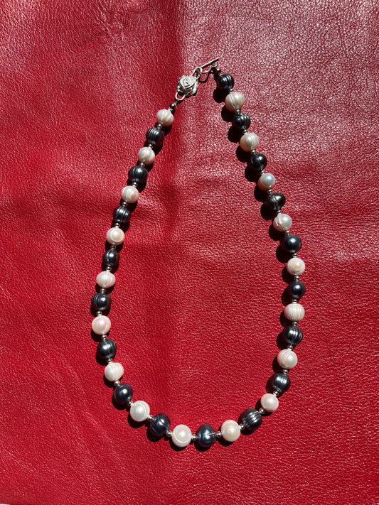 Black and white pearl necklace