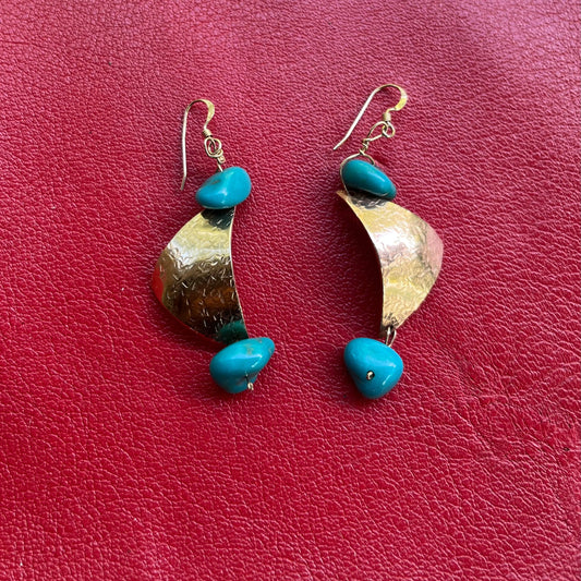Turquoise and gold earrings