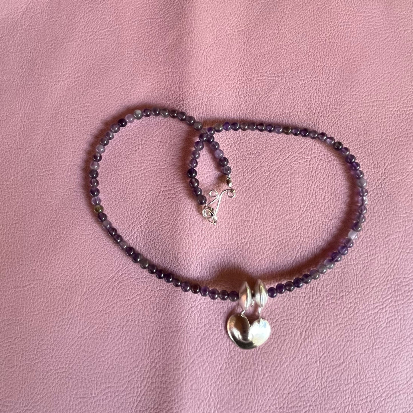 Amethyst and heart necklace