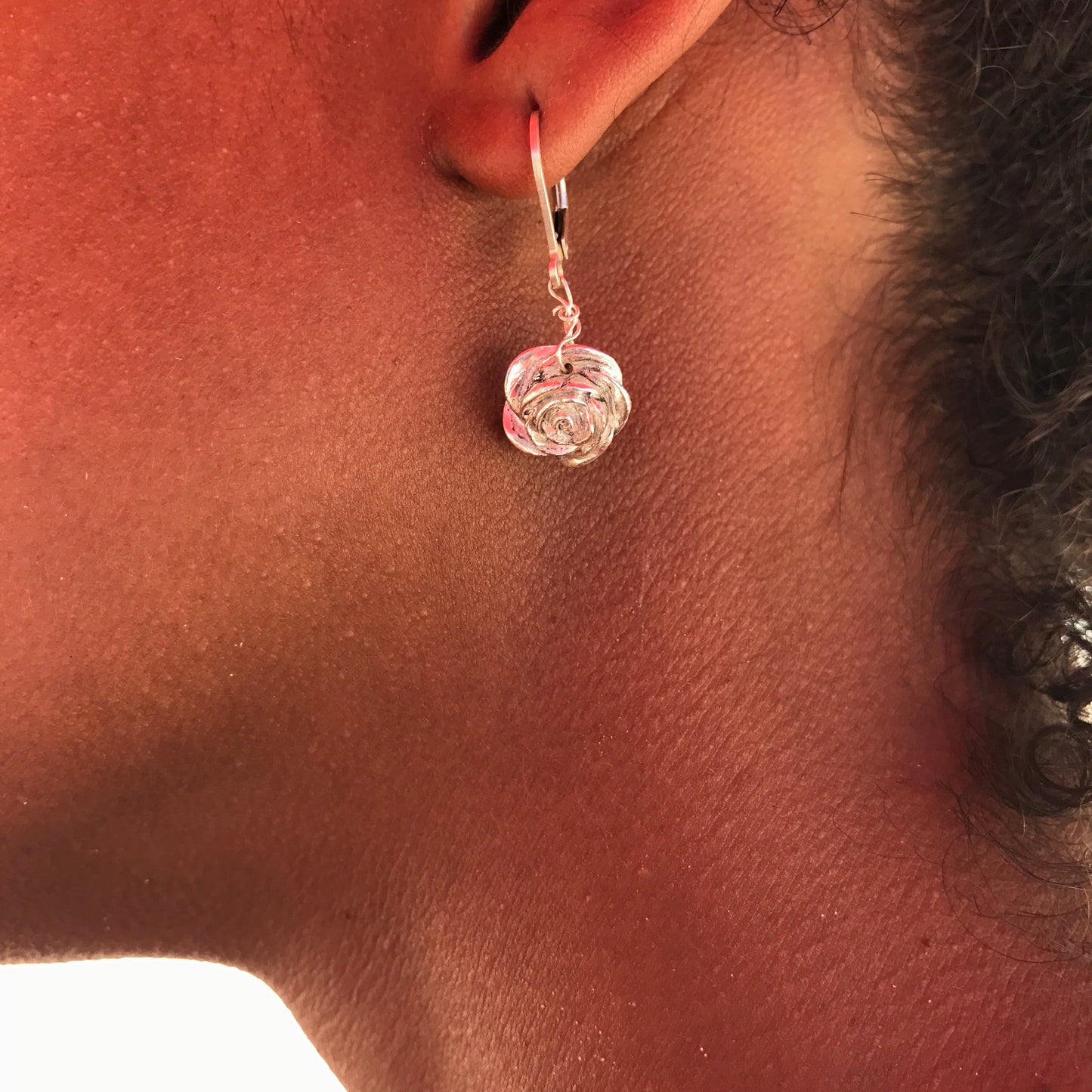 Silver Rose earrings  image 0