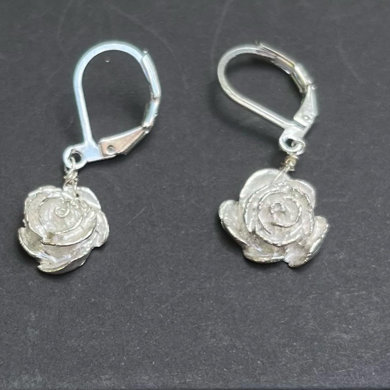 Silver Rose earrings  image 2