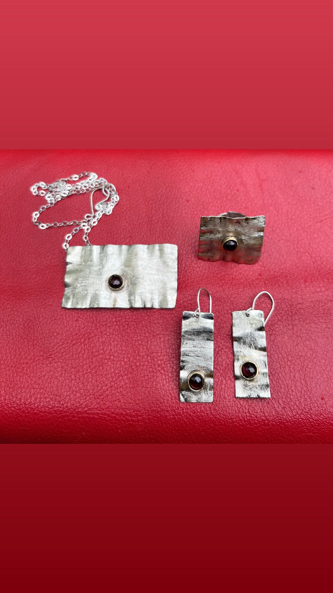 Bohemian necklace, earring and ring set