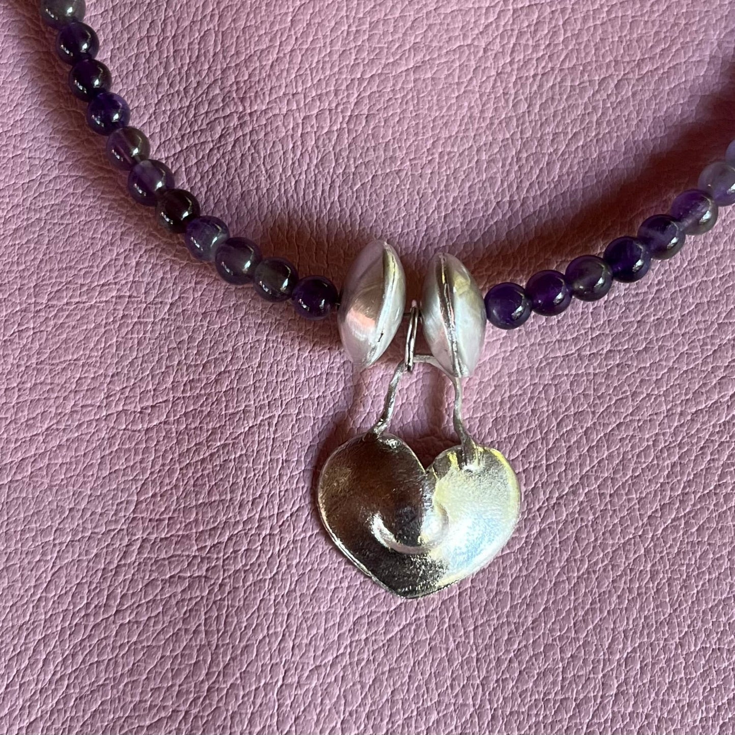 Amethyst and heart necklace