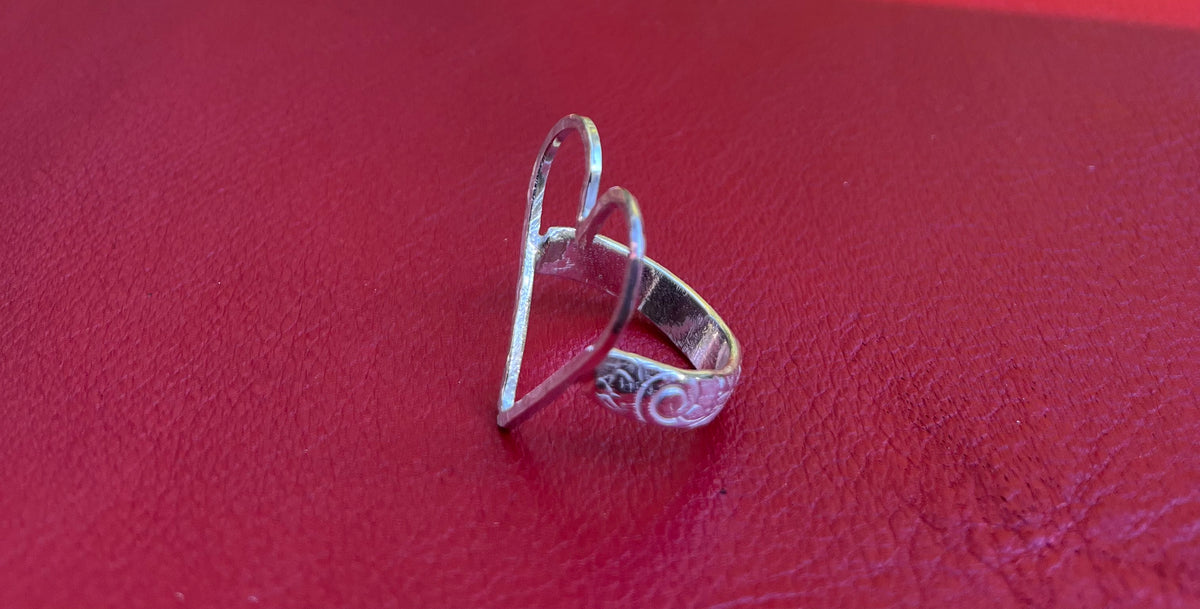 Open heart sterling ring