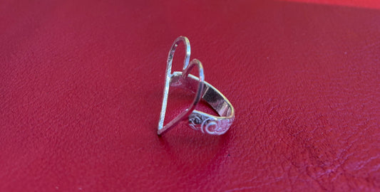 Open heart sterling ring