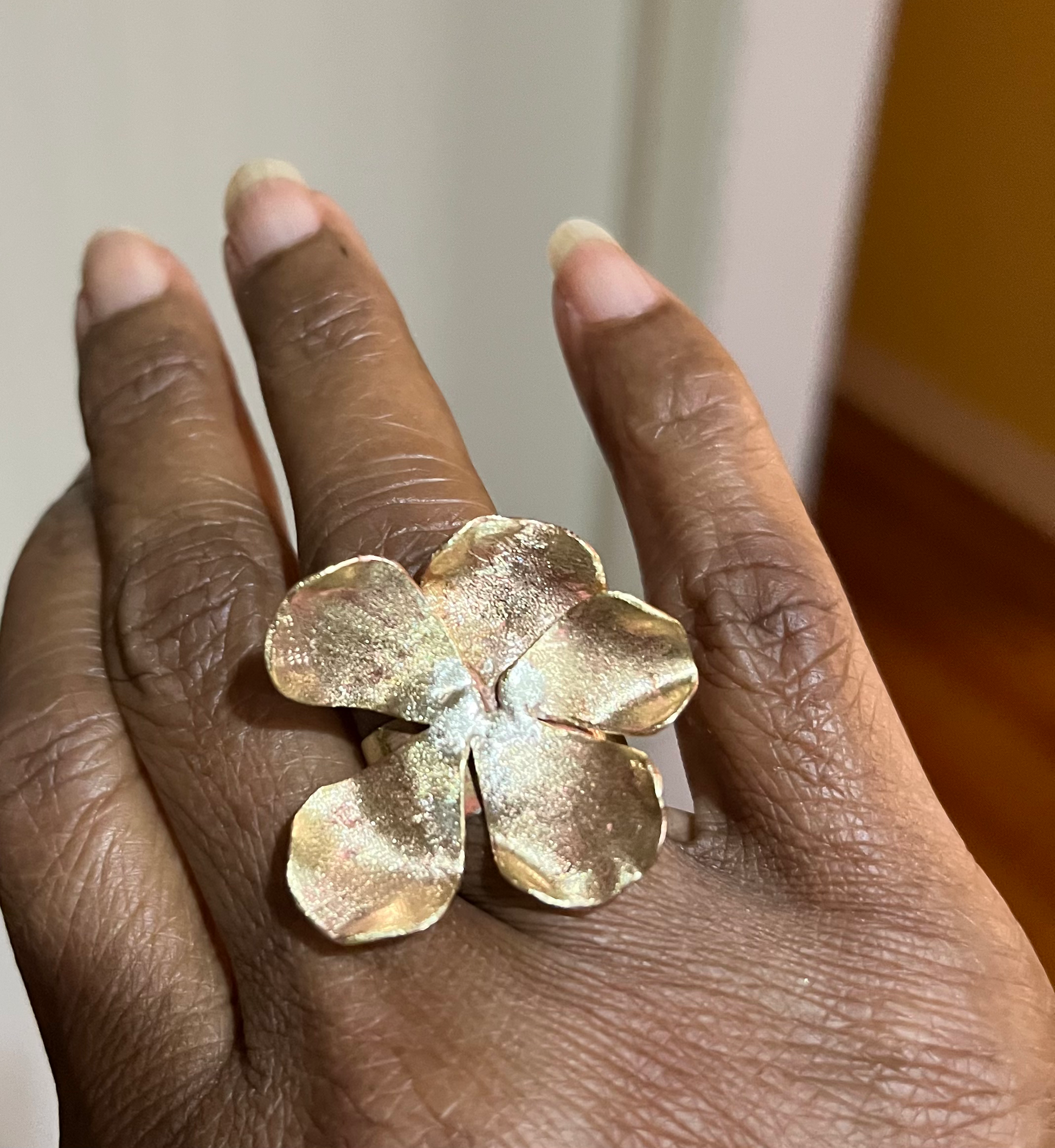 Brass flower ring  image 2