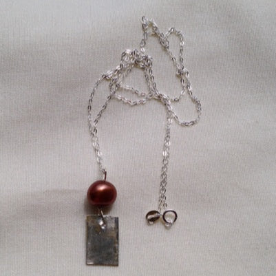 Silver and bronze pearl necklace image 0