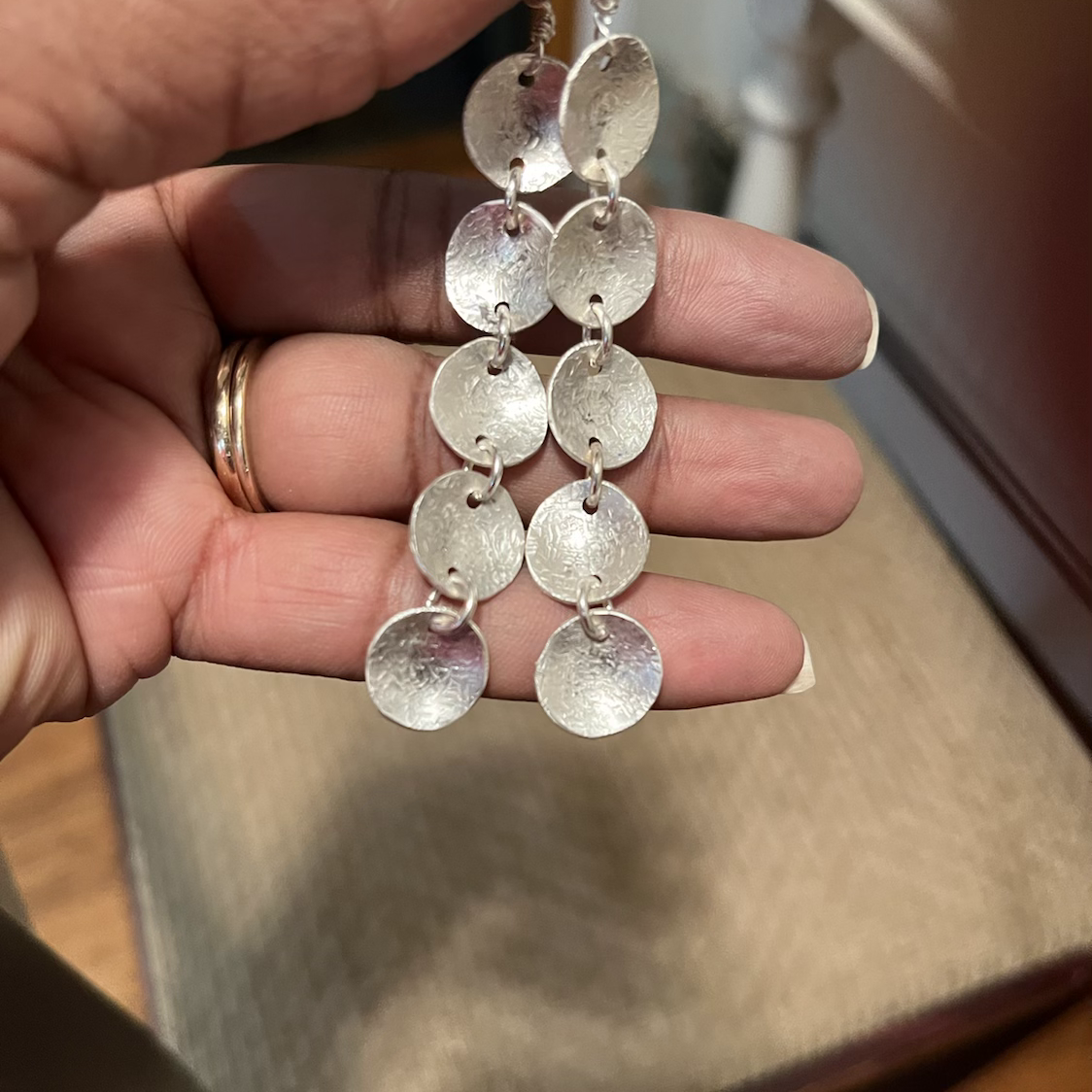 Sterling disc stairwell earrings image 2
