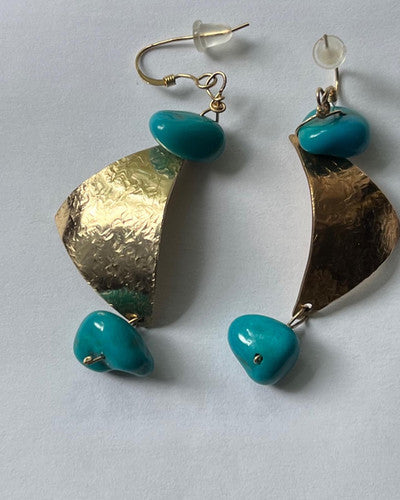 Turquoise and gold earrings  | marleneclarkejewelry